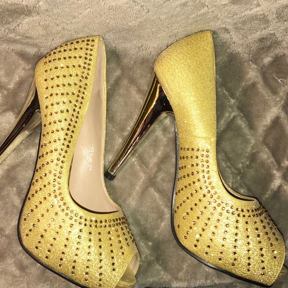 Stylo Bling Glitter Rhinestone Peep Toe Heels - Picture 7 of 8